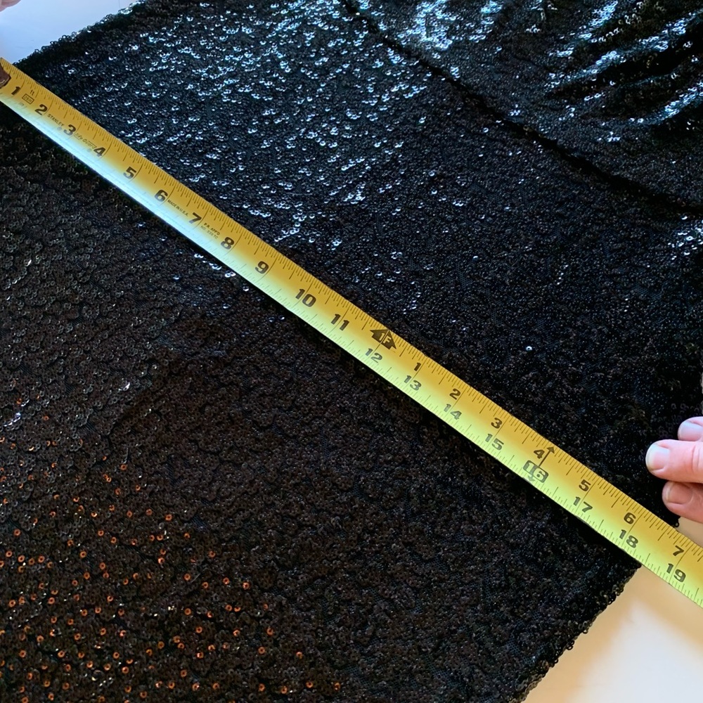 Sequin Cocktail Dress Long, Tadashi Shoji Stretch Black & Copper. Long Sleeve - Picture 14 of 14